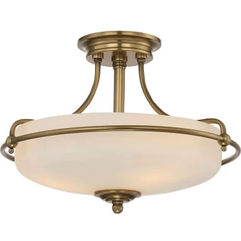 Image of Elstead Griffin - 3 Light Semi-Flush Light - Weathered Brass, E27