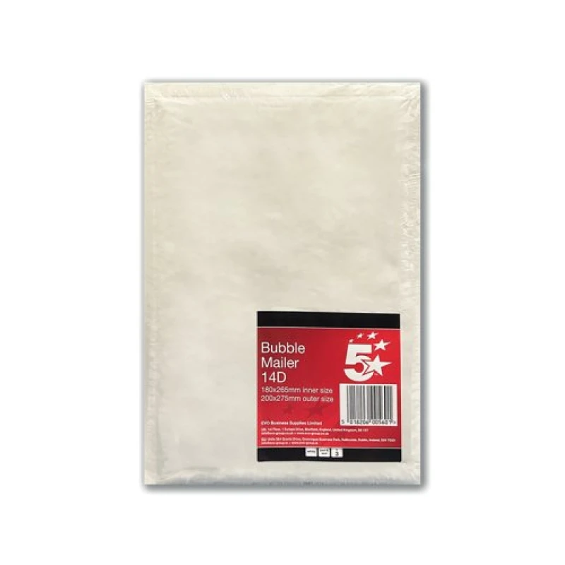 Image of 5 Star Office Bubble Mailer Size 14D 170x265mm Internal White (3 Pack) FS600560