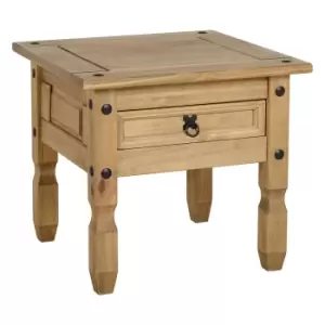 Image of Corona 1 Drawer Pine Lamp Table Brown