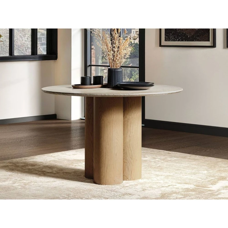 Image of Solace+Co Deko Sintered Stone Dining Table in Light Oak Light Oak Unisex