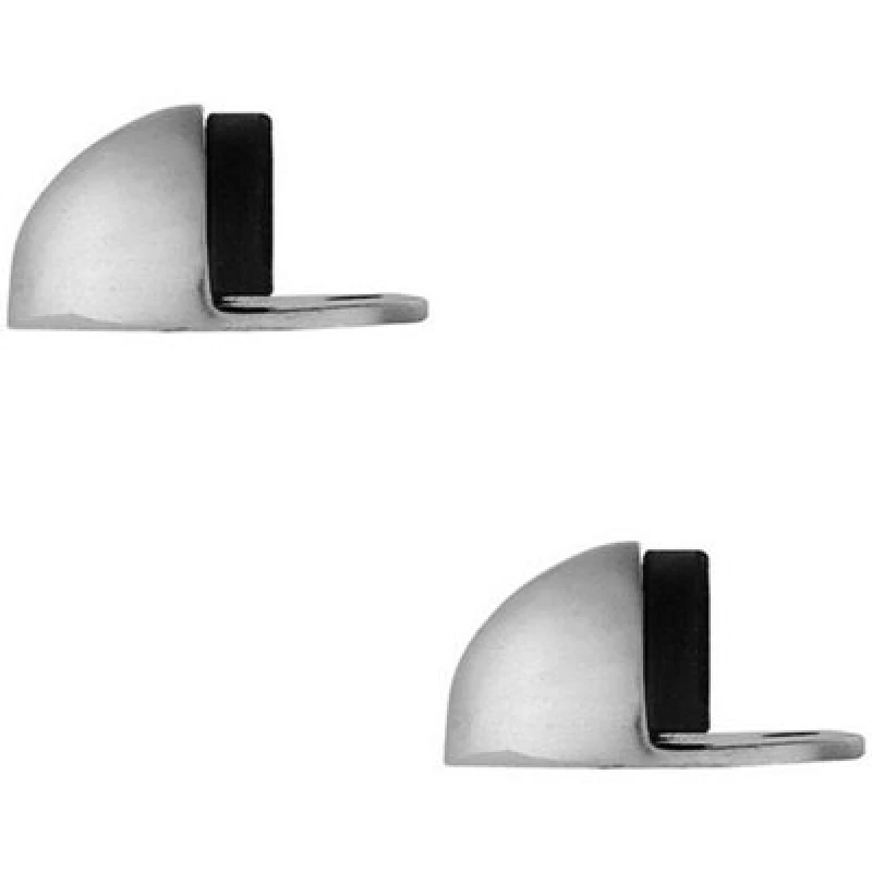 Image of Loops 2x Floor mounted Oval Doorstop 44 x 22mm Polished Chrome Half Moon Stopper Multi