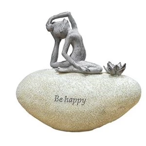 Image of Country Living Yoga Frog on a Stone - Be Happy