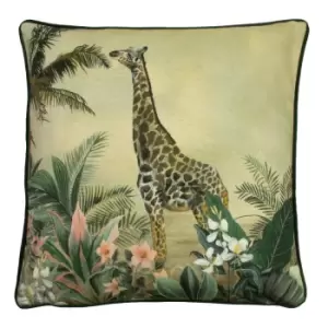 Image of Manyara Giraffe Square Cushion Multicolour, Multicolour / 43 x 43cm / Polyester Filled