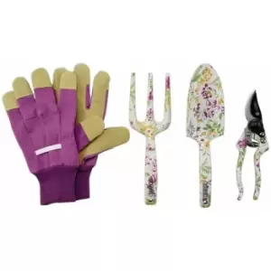 Image of 08993 Garden Tool Set with Floral Pattern (4 Piece) - Draper