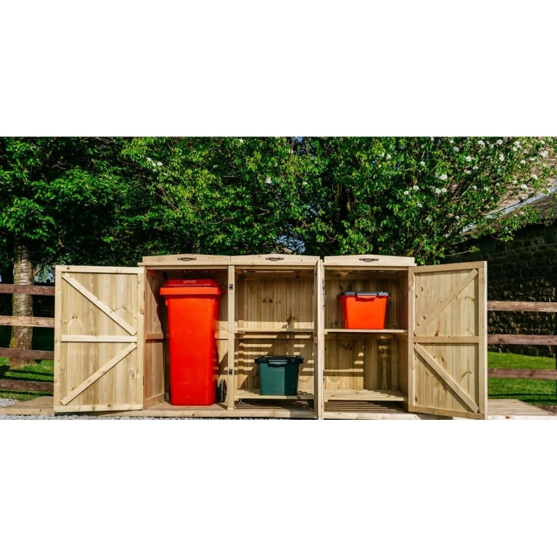 Image of Buttercup Farm Chatburn Bin Store, Fits 1x 180L/240L Wheelie Bins & 4x Boxes in Brown Brown Unisex