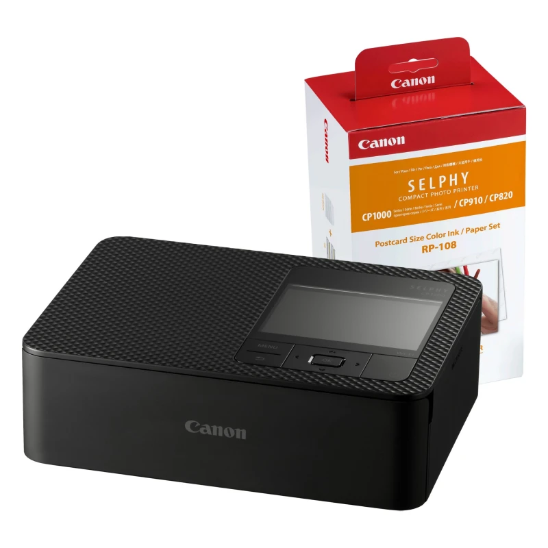 Image of Canon SELPHY CP1500 Wireless Photo Printer inc RP-108 Ink Paper Set - Black 5539C007+8568B001