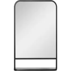 Image of Rectangle Wall Mirror with Shelf 86 x 53 cm, for Living Room, Bedroom - Black - Homcom