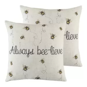 Image of Bee-Lieve Twin Pack Polyester Filled Cushions