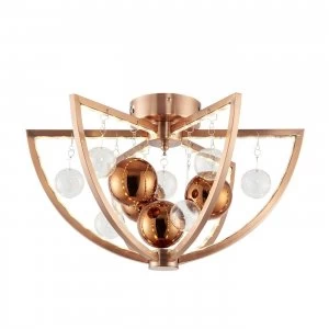 Image of 1 Light Flush Ceiling Light Copper Balls