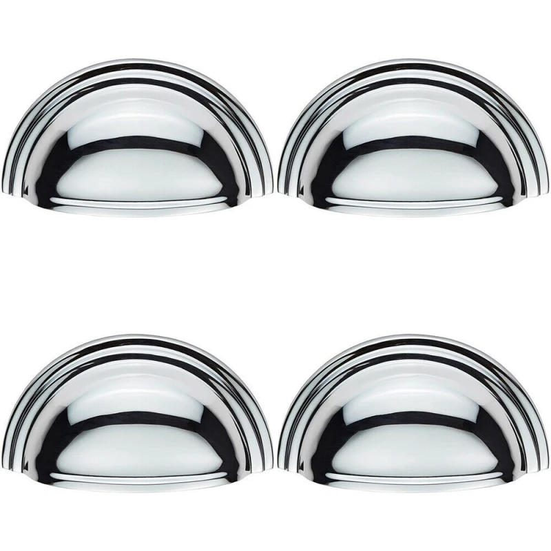 Image of Loops 4x Victorian Cup Pull Handle Polished Chrome 92 x 46mm 76mm Fixing Centres Multi unisex