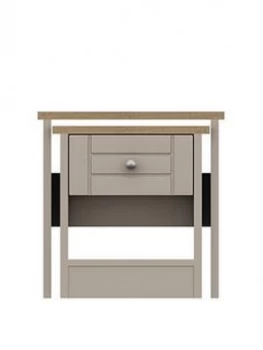 Image of Alderley Ready Assembled Nest Of Tables - Rustic Oak/Taupe