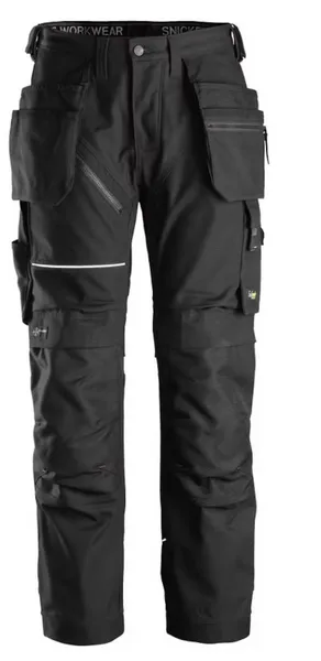 Image of Snickers 6214 Mens Ruff Work Canvas Trousers Holster Pockets 62141804258 Colour: Grey / Black