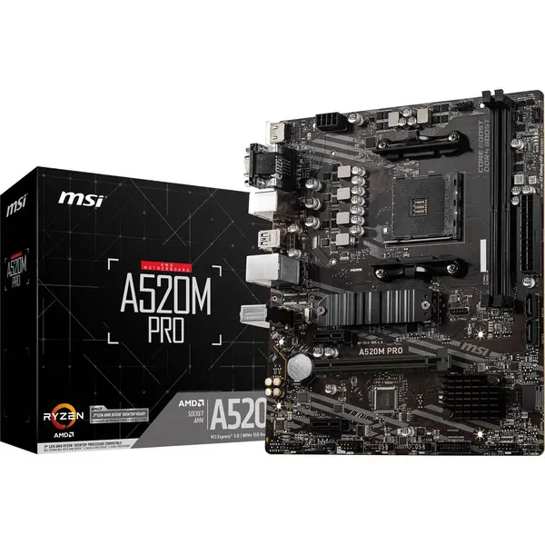 Image of MSI A520M PRO mATX Motherboard for AMD AM4 CPUs