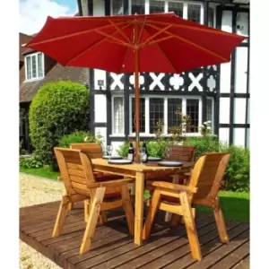 Image of 4 Seater Rectangular Table Set - Burgundy Accessory Set - Burgundy Accessory Set