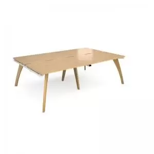 Image of Fuze double back to back desks 2400mm x 1600mm - white frame and oak