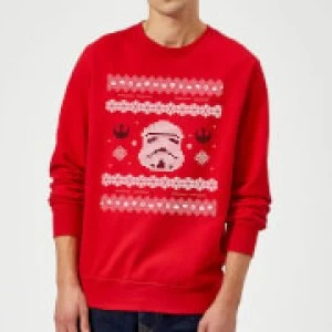 Image of Star Wars Christmas Stormtrooper Knit Red Christmas Sweatshirt - S - Red