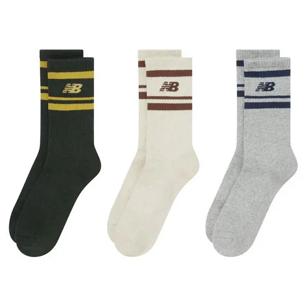 Image of New Balance 3 Pack Stripe Crew Socks Crew Socks M (7-8.5) Multi 43321470055