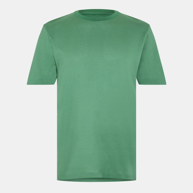Image of Boss Mens Tiburt Cotton T-Shirt Open Green male Small