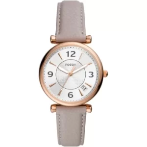 Image of Ladies Fossil Carlie Three-Hand Date Gray Eco Leather Watch