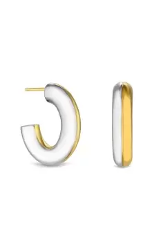 Image of Two Tone Plated Recycled Hoop Earrings - Gift Pouch