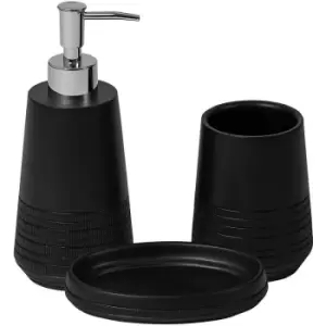 Image of Showerdrape - Strata Black Resin 3 piece Bathroom Accessory Set - Black