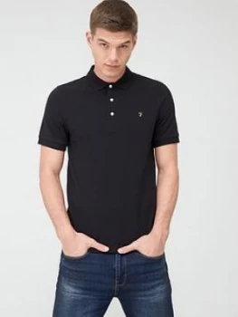 Image of Farah Blanes Pique Polo Shirt - Black, Size L, Men