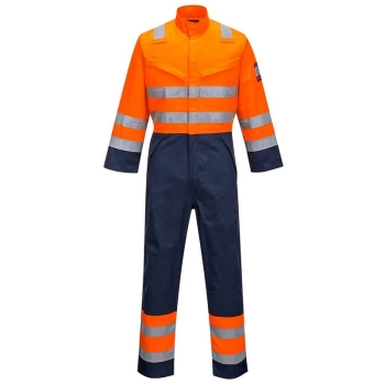 Image of Portwest - MV29ONRS - sz S Modaflame RIS Navy/Orange Coverall - Orange/Navy