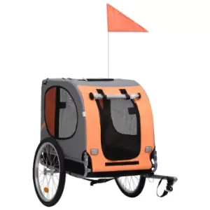 Image of Vidaxl Dog Bike Trailer Orange And Grey