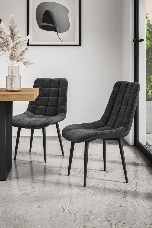 Image of More4Homes Set of 8 Nova Modern Velvet Dining Chair Padded Seat Metal Legs Black