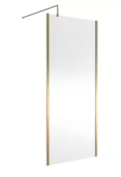 Image of Hudson Reed 900mm Outer Framed Wetroom Screen With Support Bar - Brushed Brass
