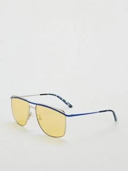 Image of Puma Aviator Sunglasses - Blue/Yellow , Blue, Women