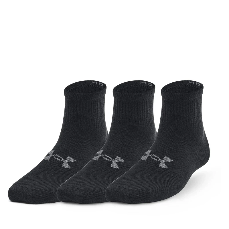 Image of Under Armour Armour Ua Essential 3pk Qtr Yth Trainer Sock Unisex Kids - Black 7 - 11
