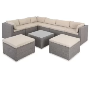 Image of 8 Seater Poly Rattan Corner Sofa Set Beige/Cream