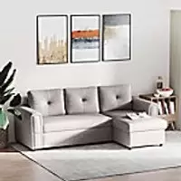 Image of HOMCOM L Shape Sofa Bed Grey