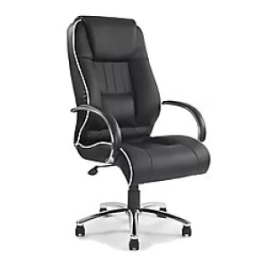 Image of Nautilus Designs Ltd. High Back Leather Faced Executive Armchair with Contrasting Piping and Chrome Base Black