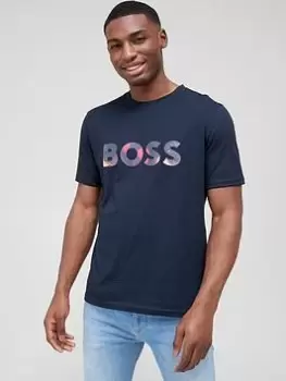 Image of BOSS TeeArt T-Shirt - Dark Blue, Dark Blue, Size L, Men