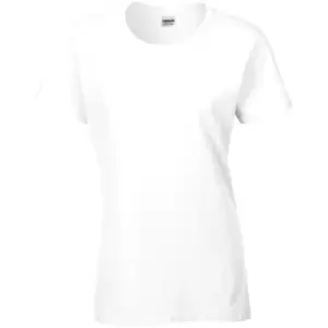 Image of Gildan Ladies/Womens Heavy Cotton Missy Fit Short Sleeve T-Shirt (M) (White)