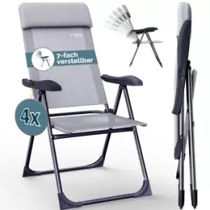 Image of Garden Chair Set of 4 Grey Mottled Aluminium Foldable