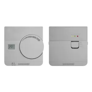 Image of Sangamo Electronic Wireless Thermostat with Digital Display Silver - CHPRSTATDRFS