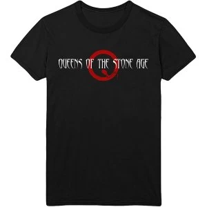 Image of Queens Of The Stone Age - Text Logo Unisex Medium T-Shirt - Black