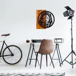 Image of L?on Walnut Black Decorative Wooden Wall Accessory