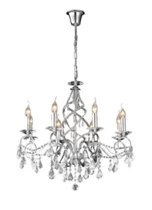 Image of Torino Ceiling Pendant Chandelier 8 Light Polished Chrome, Crystal