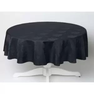 Image of Damask Rose Tablecloth 70 Rectangle For Dining Table Easycare - Black