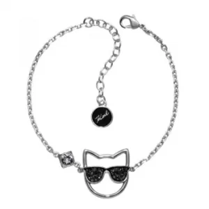 Image of Ladies Karl Lagerfeld Silver Plated Sunglasses Choupette Bracelet
