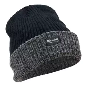 Image of FLOSO Unisex Mens/Womens Thinsulate Heavy Knit Winter/Ski Thermal Hat (3M 40g) (One size) (Black/Grey)