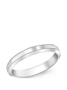 Image of Love GOLD 9ct White Gold 3mm Bevel Edge Wedding Band, White Gold, Size H, Women