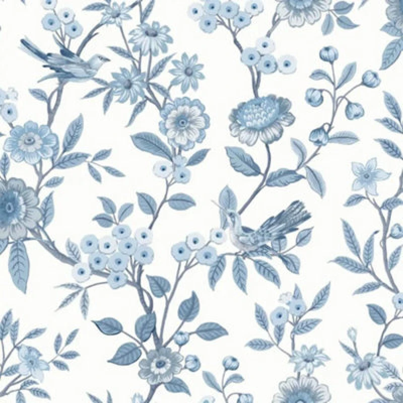 Image of FINE DECOR Fine Decor - Eleanor Floral Birds Blue Wallpaper Flowers Botanical Feature Wall WL-FD43447
