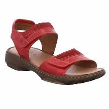 Image of Josef Seibel Red 'Debra 19' Leather Sandals - 3