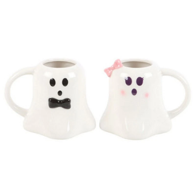 Image of Something Different Something Different Mr And Mrs Boo Ghost Mug Set in Off White Off White One Size Unisex 5063574233392
