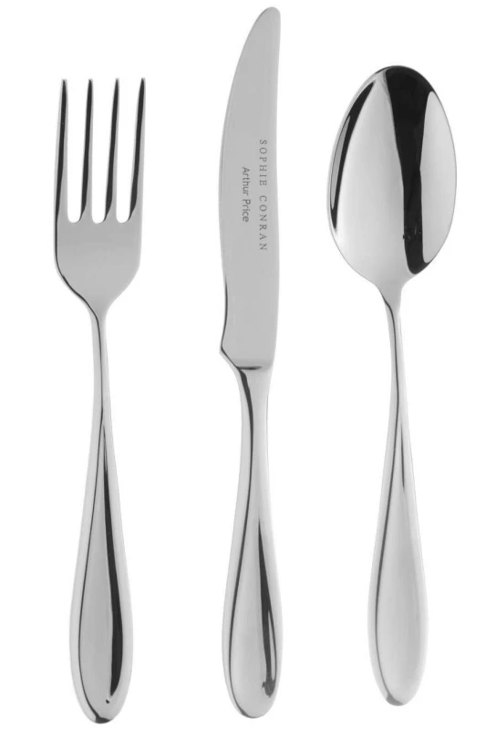 Image of Arthur Price Sophie Conran 'Rivelin' Stainless Steel Childrens Cutlery Set Knife Fork Spoon Gift Boxed Silver